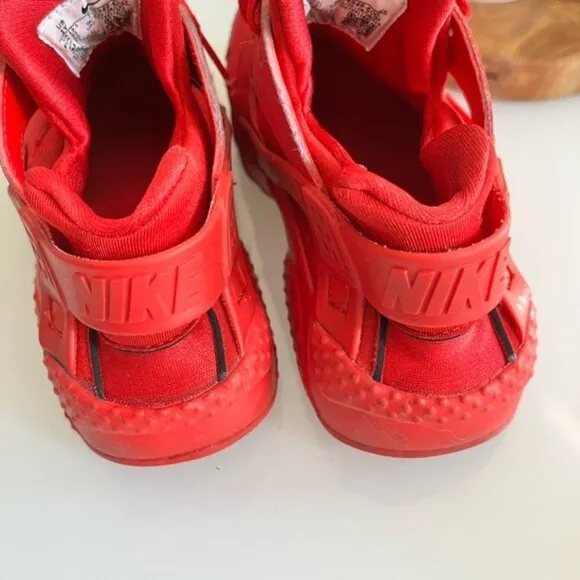 Nike Air Huarache Triple Red Run Girls Athletic Running Sneakers Shoes Size 1y