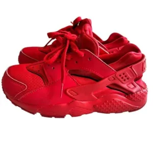 Nike Air Huarache Triple Red Run Girls Athletic Running Sneakers Shoes Size 1y
