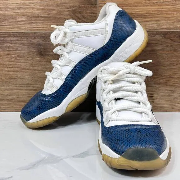 Nike Air Jordan 11 Retro Low Snakeskin Navy CD6847-102 Size 6.5Y/ Womens 8