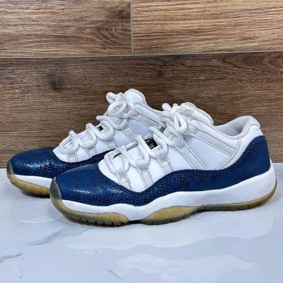 Nike Air Jordan 11 Retro Low Snakeskin Navy CD6847-102 Size 6.5Y/ Womens 8