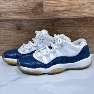 Nike Air Jordan 11 Retro Low Snakeskin Navy CD6847-102 Size 6.5Y/ Womens 8