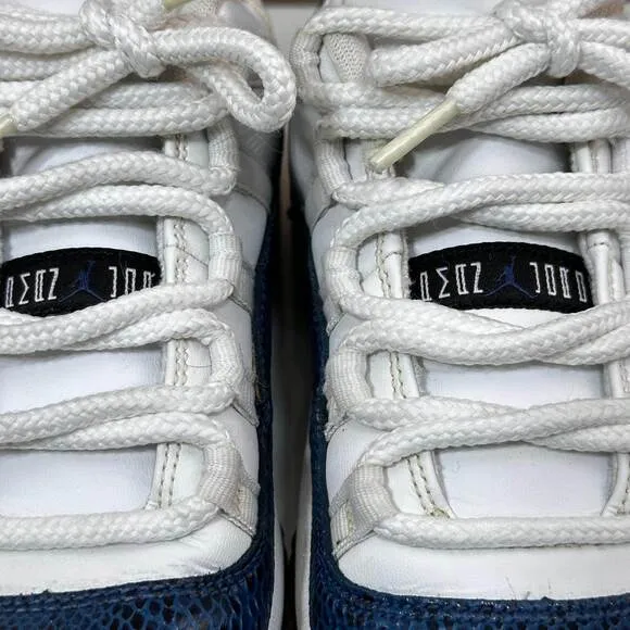Nike Air Jordan 11 Retro Low Snakeskin Navy CD6847-102 Size 6.5Y/ Womens 8