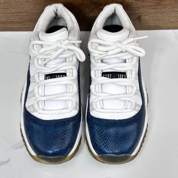 Nike Air Jordan 11 Retro Low Snakeskin Navy CD6847-102 Size 6.5Y/ Womens 8