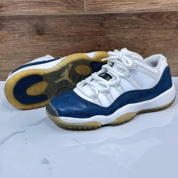 Nike Air Jordan 11 Retro Low Snakeskin Navy CD6847-102 Size 6.5Y/ Womens 8