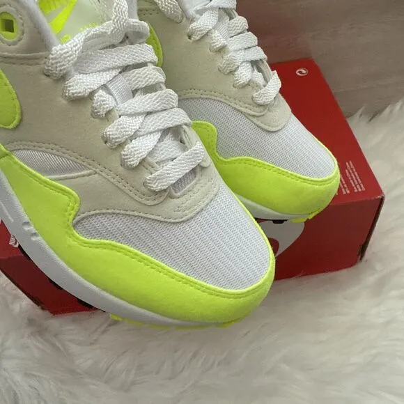 Nike Air Max 1 Women's Size 6 White Volt Yellow Casual Shoes DZ2628-100 NEW