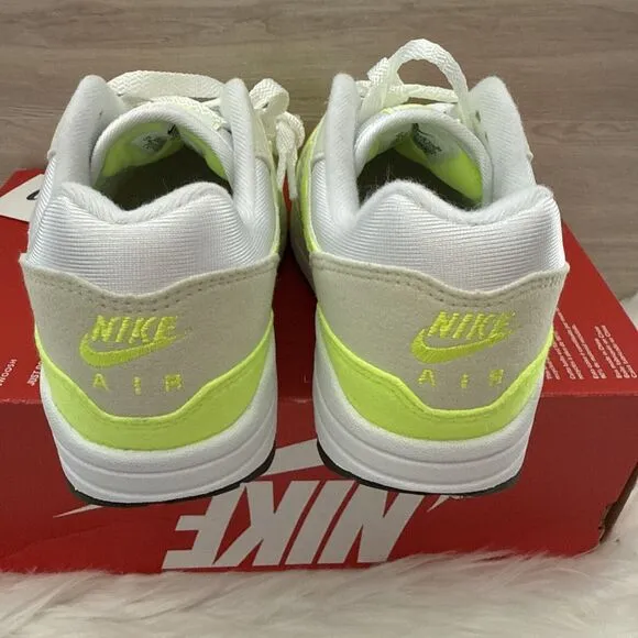 Nike Air Max 1 Women's Size 6 White Volt Yellow Casual Shoes DZ2628-100 NEW