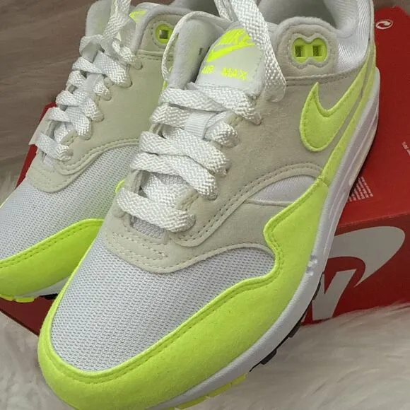 Nike Air Max 1 Women's Size 6 White Volt Yellow Casual Shoes DZ2628-100 NEW
