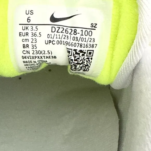 Nike Air Max 1 Women's Size 6 White Volt Yellow Casual Shoes DZ2628-100 NEW