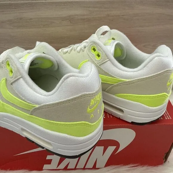 Nike Air Max 1 Women's Size 6 White Volt Yellow Casual Shoes DZ2628-100 NEW