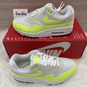 Nike Air Max 1 Women's Size 6 White Volt Yellow Casual Shoes DZ2628-100 NEW