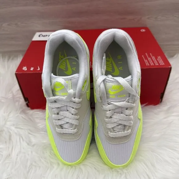 Nike Air Max 1 Women's Size 6 White Volt Yellow Casual Shoes DZ2628-100 NEW