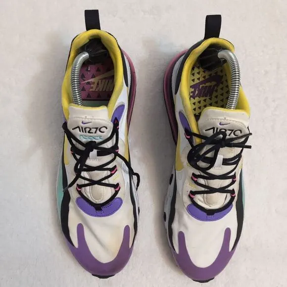 Nike Air Max 270 React Geometric Art Sneakers White/Violet Size 12‎ AT6174-101