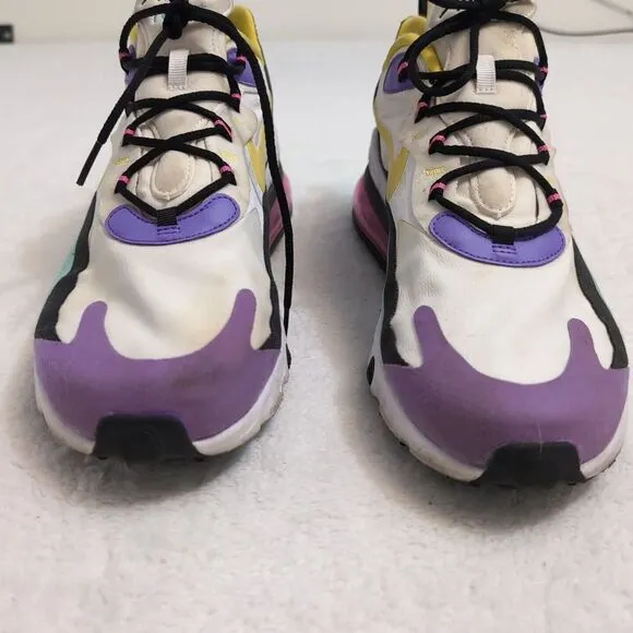 Nike Air Max 270 React Geometric Art Sneakers White/Violet Size 12‎ AT6174-101