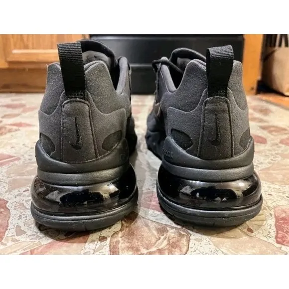 Nike Air Max 270 React Kids 5.5Y Triple Black Running Shoes Low Top BQ0103-004