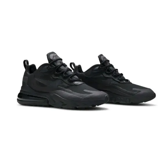 Nike Air Max 270 React Kids 5.5Y Triple Black Running Shoes Low Top BQ0103-004