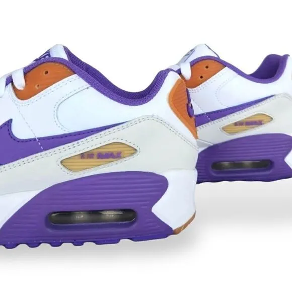 Nike Air Max 90 LTR GS Sneakers Shoes Size 6Y White/Action Grape DV3607-103 (b)