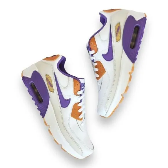 Nike Air Max 90 LTR GS Sneakers Shoes Size 6Y White/Action Grape DV3607-103 (b)