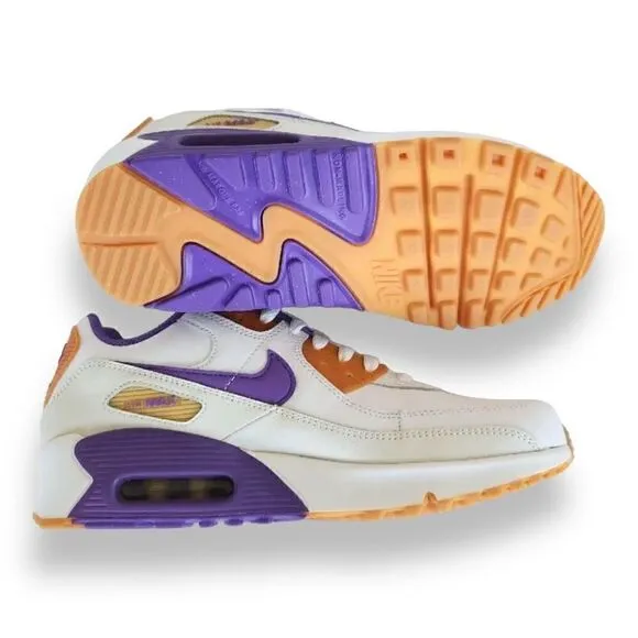Nike Air Max 90 LTR GS Sneakers Shoes Size 6Y White/Action Grape DV3607-103 (b)