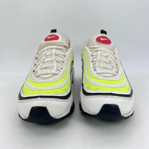 Nike Air Max 97 White Rush Pink Volt Sneakers Youth Shoes CJ9978-100 Size 6.5Y