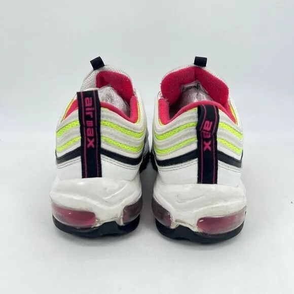 Nike Air Max 97 White Rush Pink Volt Sneakers Youth Shoes CJ9978-100 Size 6.5Y