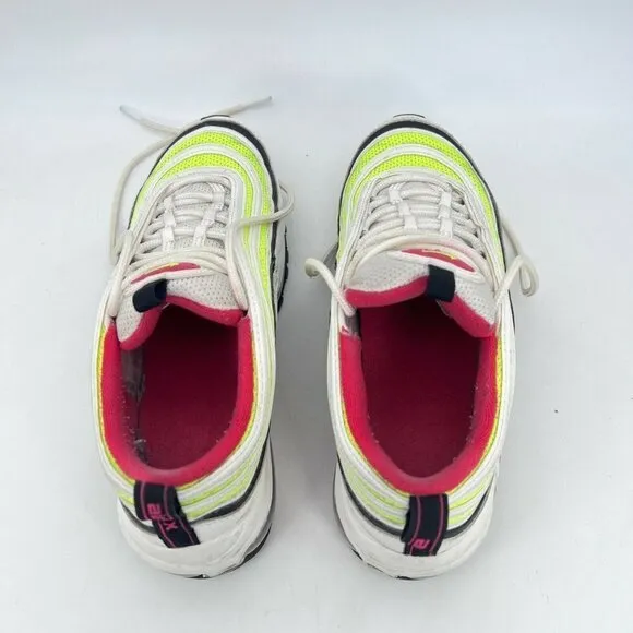 Nike Air Max 97 White Rush Pink Volt Sneakers Youth Shoes CJ9978-100 Size 6.5Y
