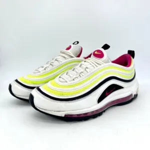 Nike Air Max 97 White Rush Pink Volt Sneakers Youth Shoes CJ9978-100 Size 6.5Y