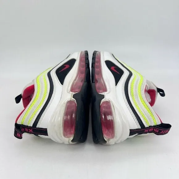 Nike Air Max 97 White Rush Pink Volt Sneakers Youth Shoes CJ9978-100 Size 6.5Y