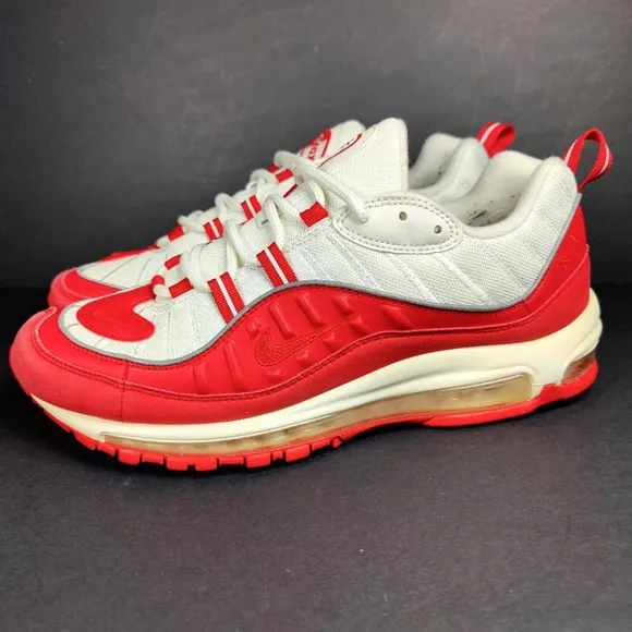 Nike Air Max 98 Men’s Athletic University Red White Sneakers Retro Shoes Sz 10.5