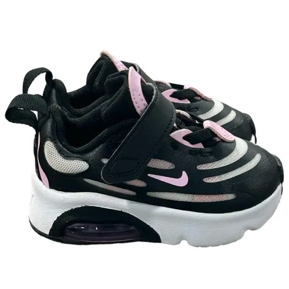 Nike Air Max Lace Up Exosense Infant Toddler Pink &amp; Black Sneakers ShoesSize 4