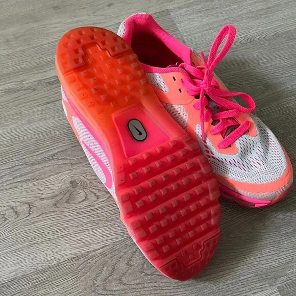 Nike Air Max Pure Platinum/Bright Mango Women 8.5 also Girls Running Shoes