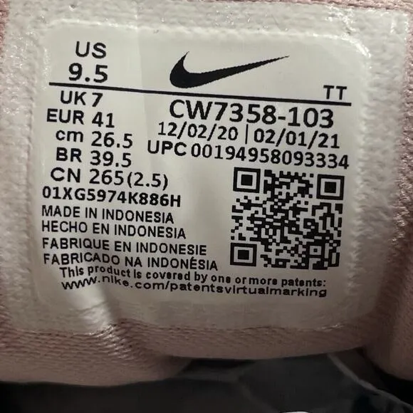 Nike Air Pegasus 38 Running Shoes Womens Size 9.5 White Pink Athletic Sneaker