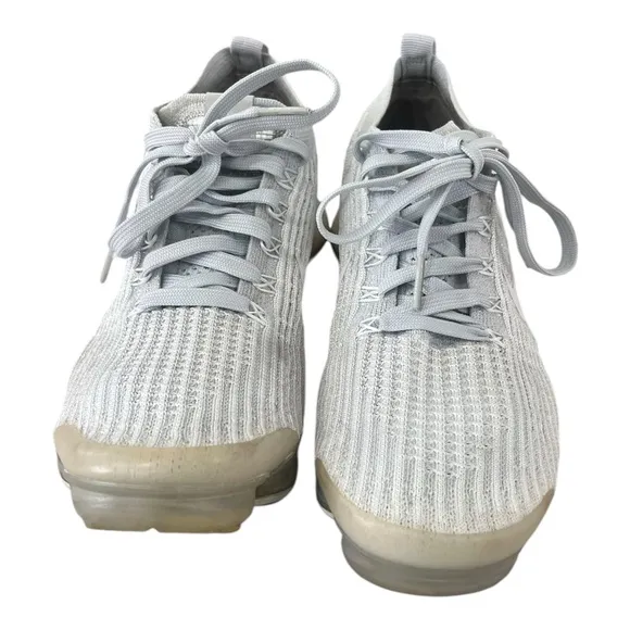Nike Air Vapormax Flyknit 3 Athletic Shoes White Metallic Silver Women Size 8.5
