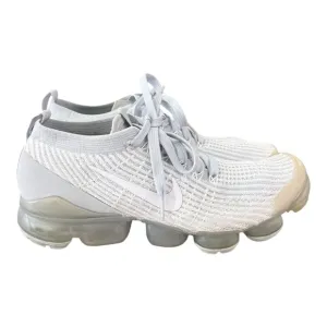 Nike Air Vapormax Flyknit 3 Athletic Shoes White Metallic Silver Women Size 8.5