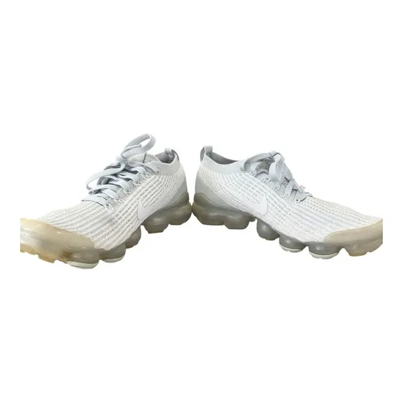 Nike Air Vapormax Flyknit 3 Athletic Shoes White Metallic Silver Women Size 8.5