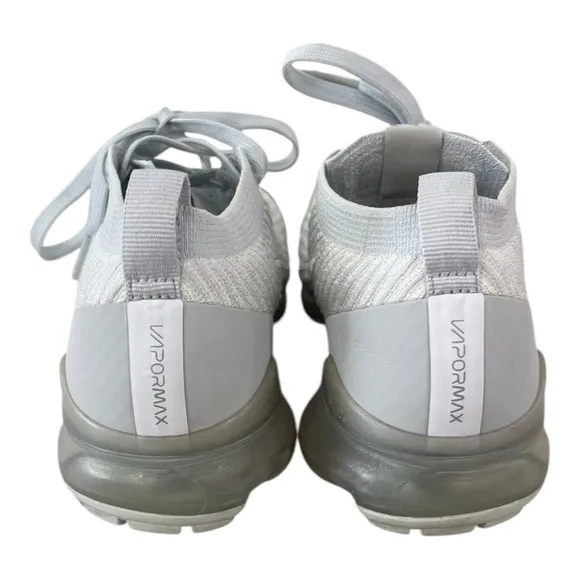 Nike Air Vapormax Flyknit 3 Athletic Shoes White Metallic Silver Women Size 8.5