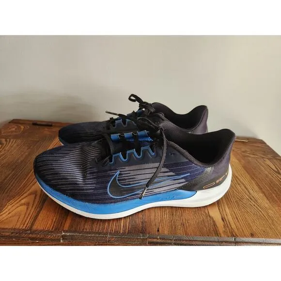 Nike Air Winflo 9 Mens Running Shoes Obsidian Blue Marina Sz 11
