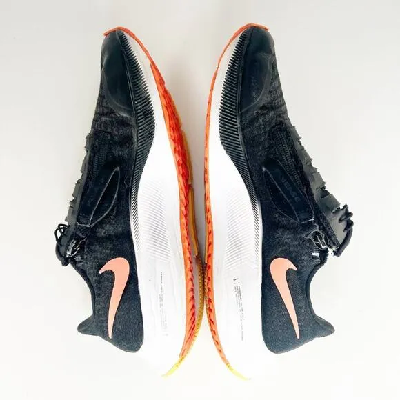 Nike Air Zoom Pegasus 37 FlyEase Running Sneakers Shoes Black Coral Orange Men 9