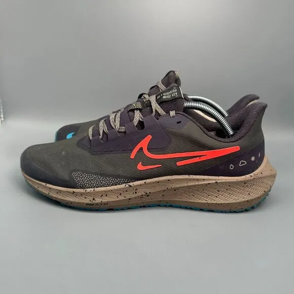 Nike Air Zoom Pegasus 39 Shield Men's 10.5 Brown Running Shoes Lace-Up Low Top