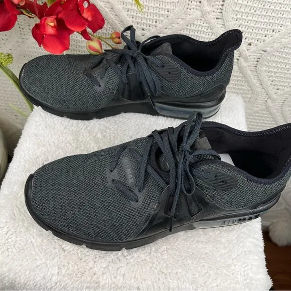 NIKE |  Black Air Max Sequent 3  &quot;Black Anthracite&quot; Men's Running Athletic Shoes