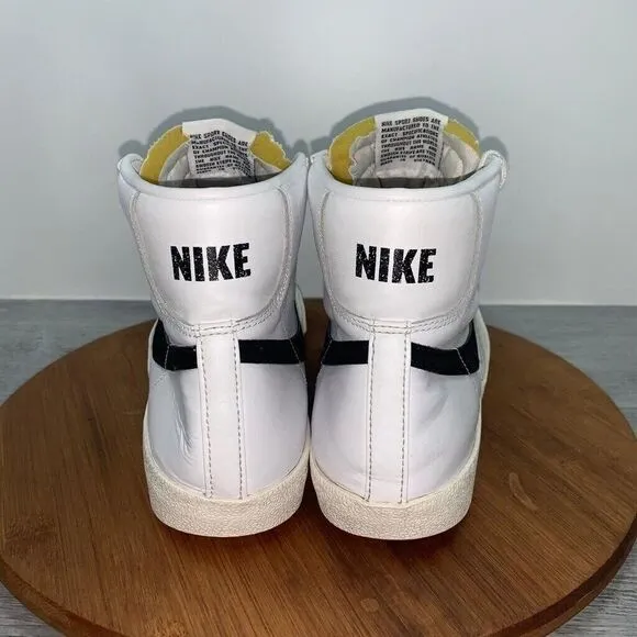 Nike Blazer Mid '77 Vintage Mens Size 8.5 Shoes White Black Leather Sneakers