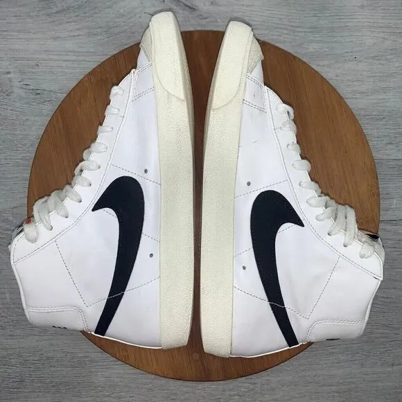 Nike Blazer Mid '77 Vintage Mens Size 8.5 Shoes White Black Leather Sneakers