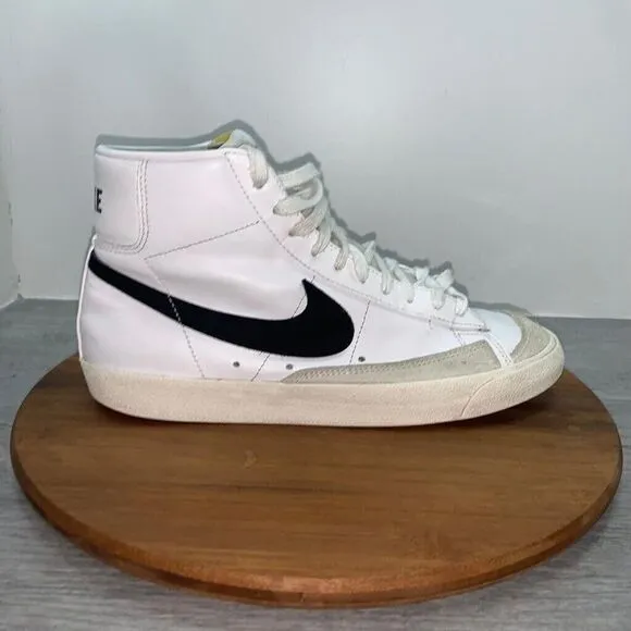 Nike Blazer Mid '77 Vintage Mens Size 8.5 Shoes White Black Leather Sneakers