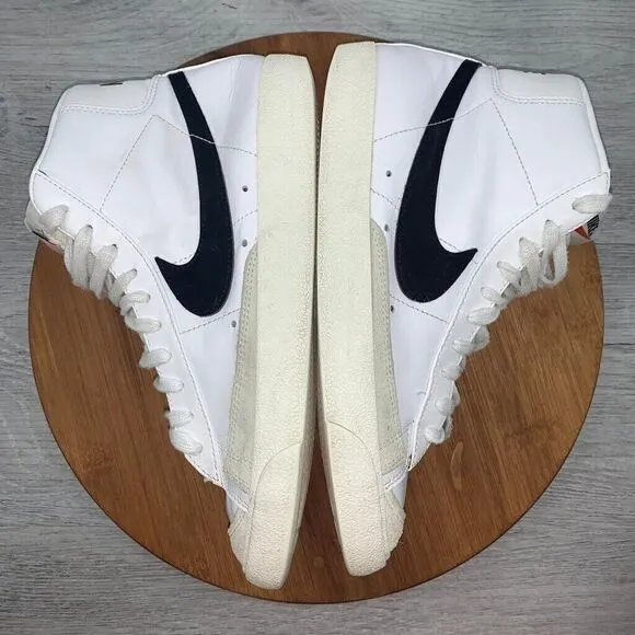 Nike Blazer Mid '77 Vintage Mens Size 8.5 Shoes White Black Leather Sneakers