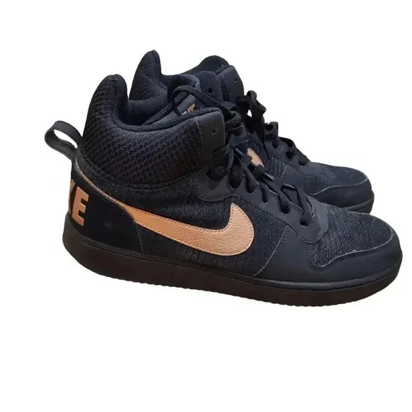 Nike Court Borough Mid Prem Basketball Shoes Sneakers Black 844907-MEN S…
