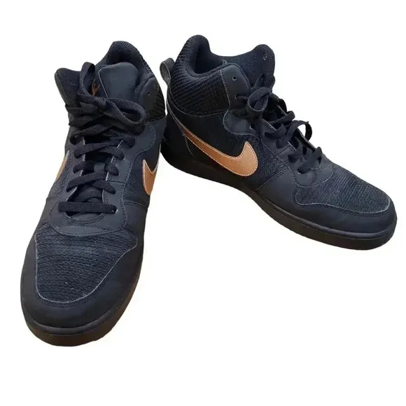 Nike Court Borough Mid Prem Basketball Shoes Sneakers Black 844907-MEN S…