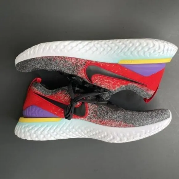 Nike Epic React Flyknit 2 Running Shoes Black Multicolor BQ8928-007 Mens Size 14