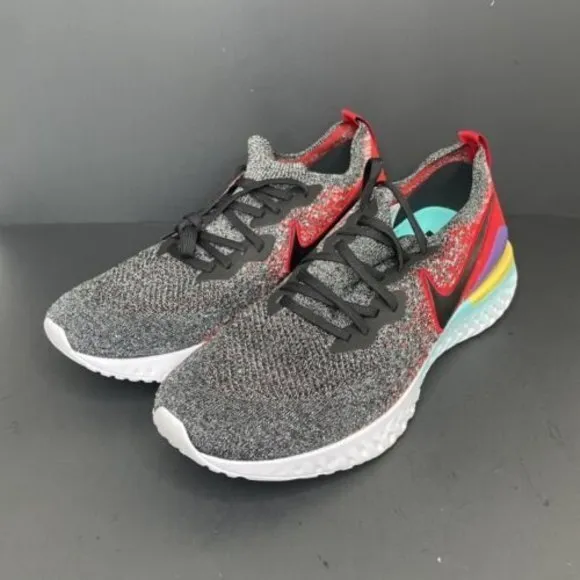 Nike Epic React Flyknit 2 Running Shoes Black Multicolor BQ8928-007 Mens Size 14