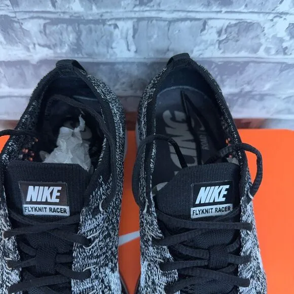 Nike Flyknit Racer 'Oreo 2.0' Black White Running Shoes 526628-012 Mens Size 6.5