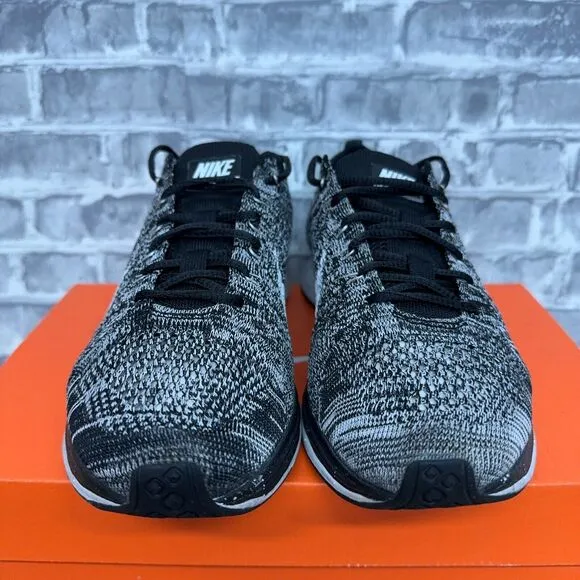 Nike Flyknit Racer 'Oreo 2.0' Black White Running Shoes 526628-012 Mens Size 6.5