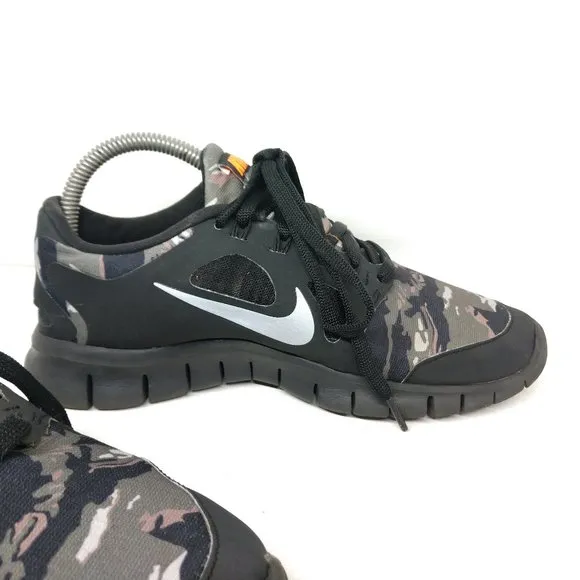 nike free 5.0 camo gs youth size 5.5Y athletic sneakers shoes lace up me…